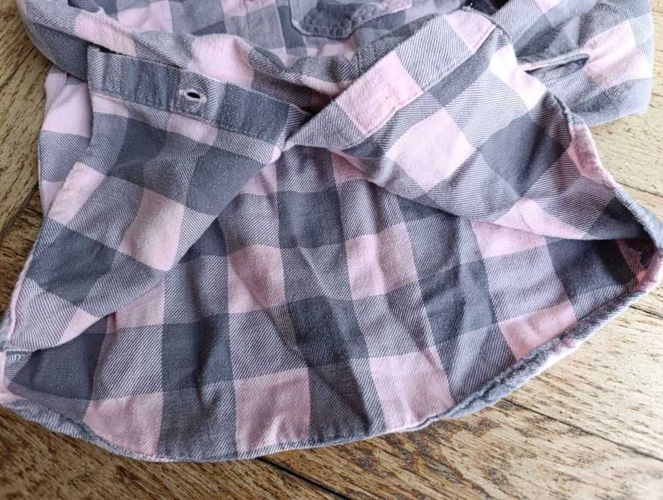 F&F Koszula flanelowa różowo-szara dziewczęca rozmiar 4-5 years