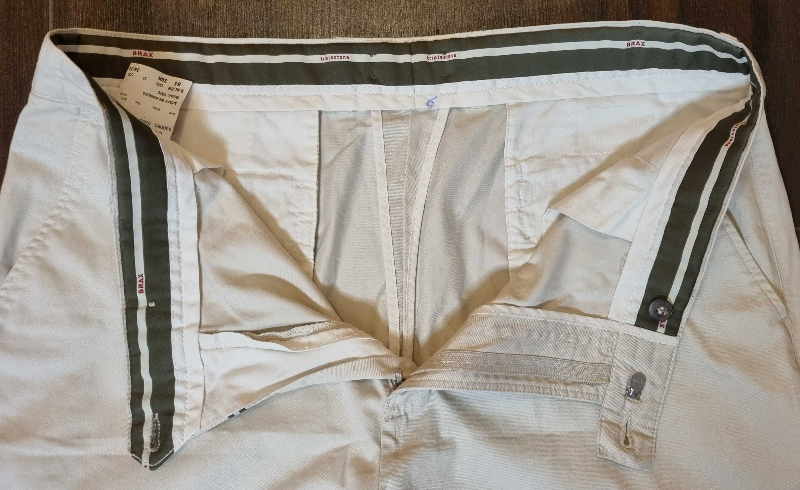 Białe/ecru spodnie chino Brax rozm. ok. 27 (54 short)