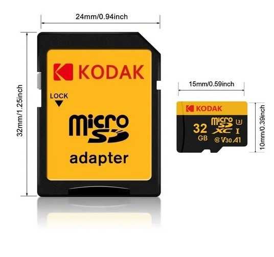 Карта памяти c адаптером micro SDXC KODAK 64GB UHS-I U3 V30 A1