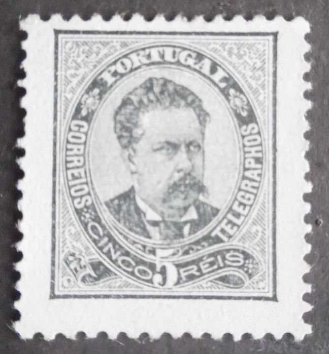 Selos Portugal 1884- D. Luís 5 reis. Af. 60 NOVO C/ charneira s/ goma