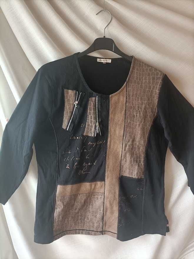Camisola com aplicações tipo pele pêssego