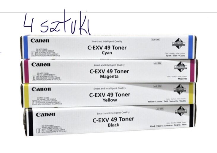 4 kolory NOWE, ORYGINALNE tonery do drukarki Canon C-EXV49.