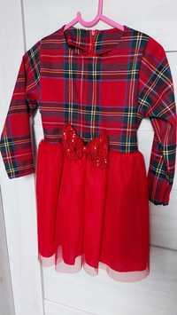 Sukienka dla dziewczynki 98-104 świąteczna Stan idealny czerwona krata