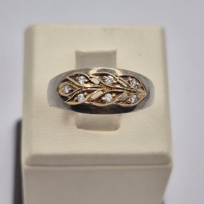 Срібна каблучка 925 проби з золотою накладкою 583 проби