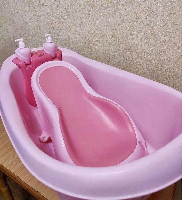 Детская ванночка для купания с термометром Babyhood, ванная с горкой
