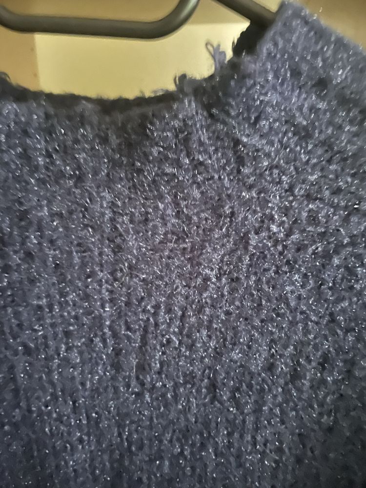 Sweter damski granatowy gruby oversize