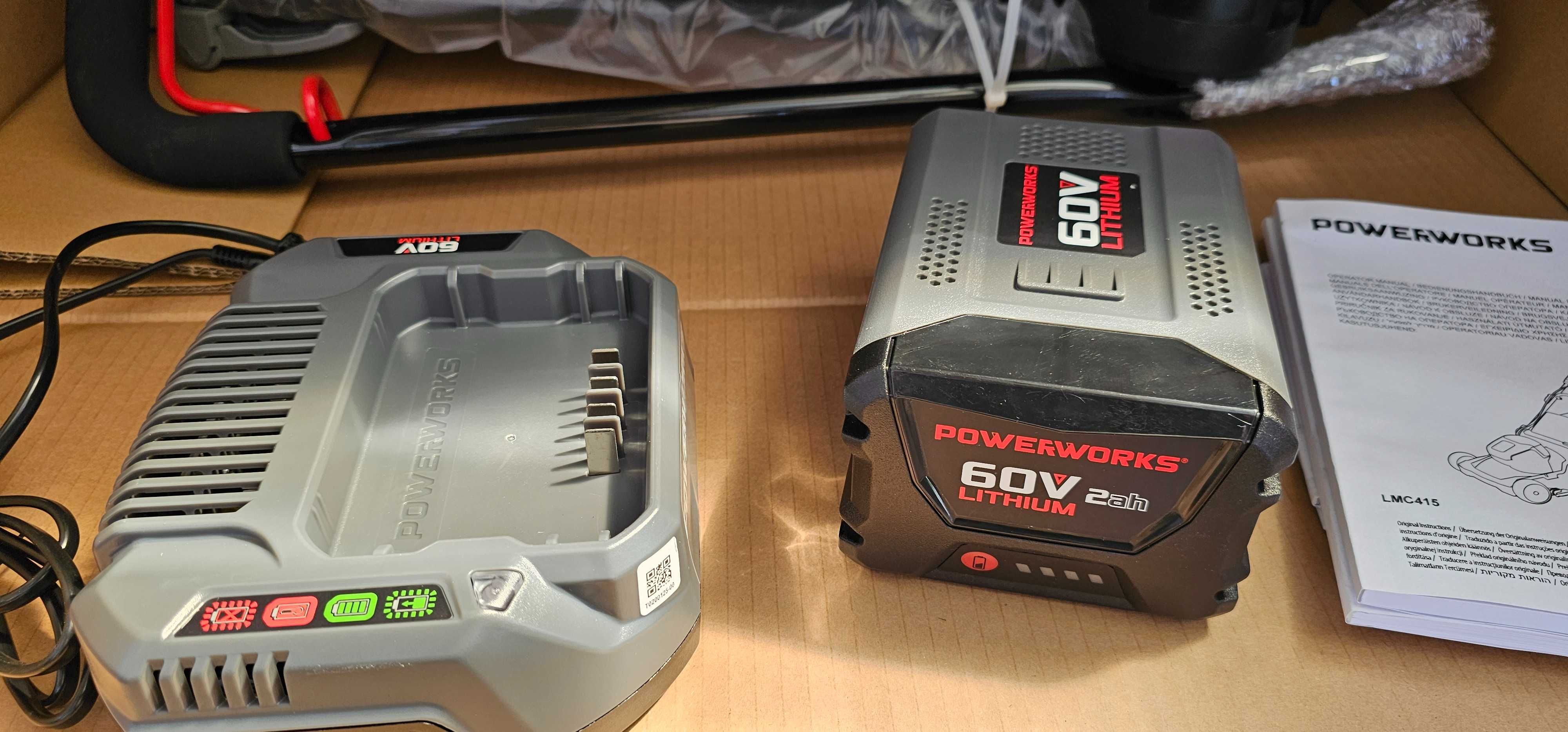 Kosiarka + podkaszarka akumulatorowa POWERWORKS 60V bateria, ładowarka
