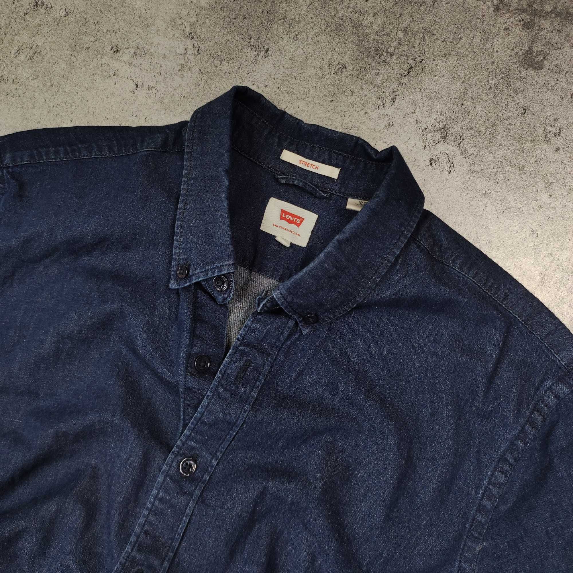 MĘSKA Elegancka Koszula Levis Efekt Jeansu Gładka Logo Klasyczna