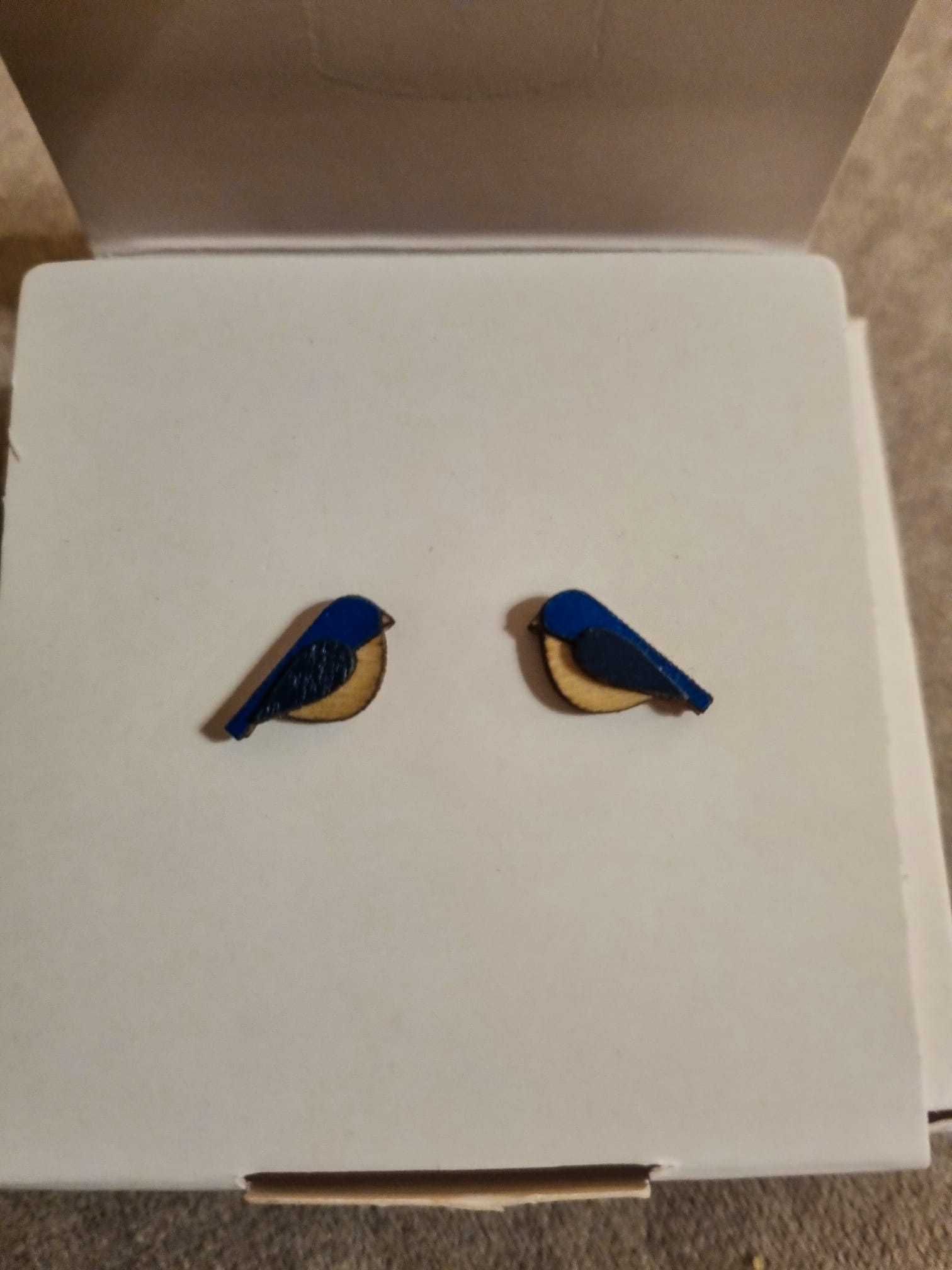 Drewniane kolczyki Blue Bird Earrings Bewooden