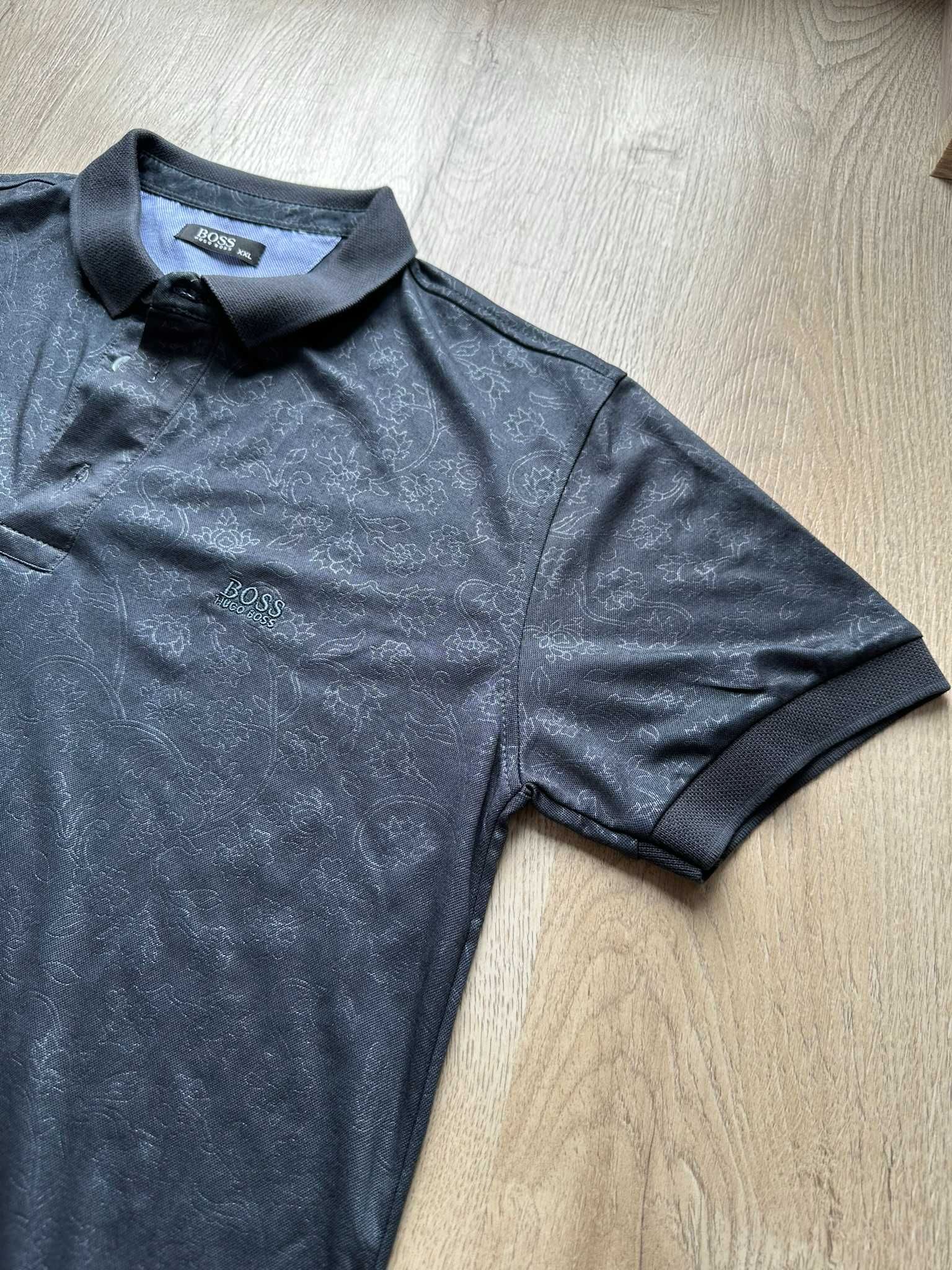Hugo Boss koszulka polo męska XXL grafit paisley 100 % bawełna