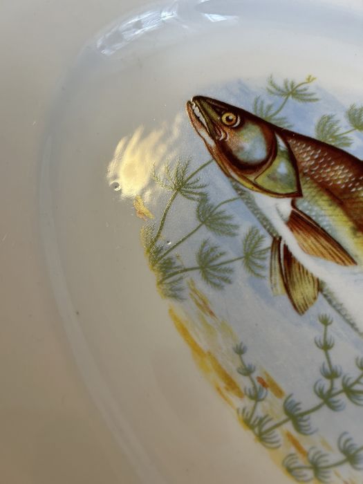 Zestaw półmisków 3 sztuki talerzy ceramika z motywem ryby