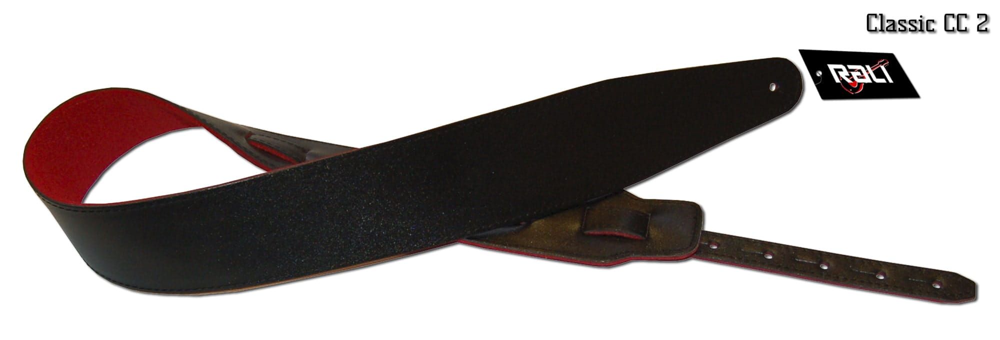 Skórzany pas gitarowy RALI CC2 (czarny z czerwonym podszyciem)