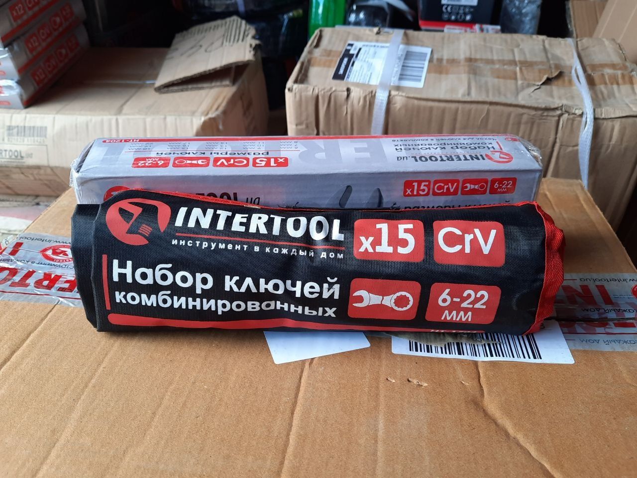 Набір ключів комбінованих 15 од 6-19, 22 мм, Cr-V,  INTERTOOL HT-1204