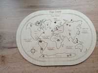 Drewniana układanka/puzzle mapa świata montessori