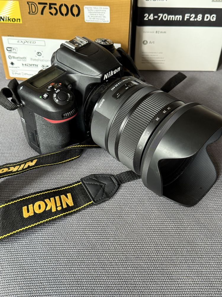 Nikon D7500 + Sigma 24-70mm F2.8 DG Art + pokrowiec Manfrotto