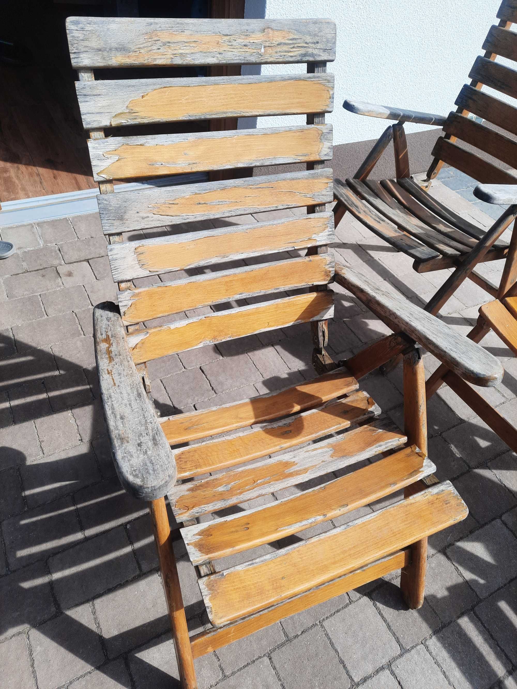 4 solidne niemieckie fotele ogrodowe drewniane MESCH