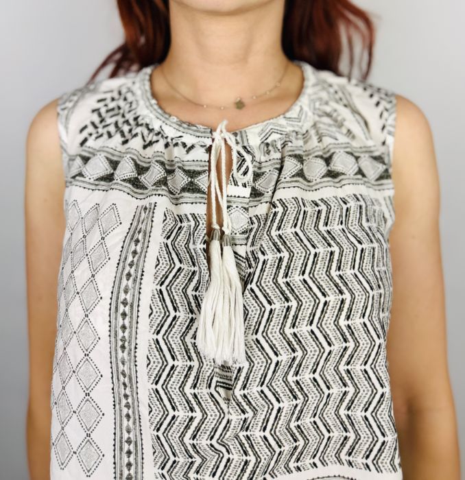 Bluzka boho bez rękawów w geometryczne wzory XS 34 Bik Bok