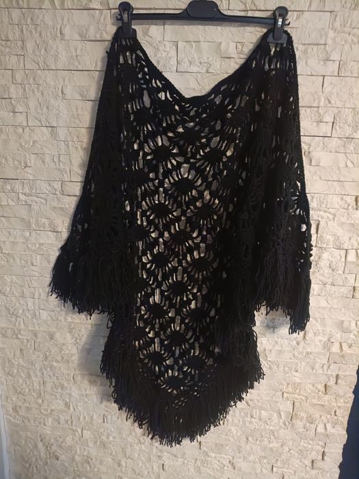 Handmade ręcznie robiona chust na szydełku stan nowy bez metki piękny