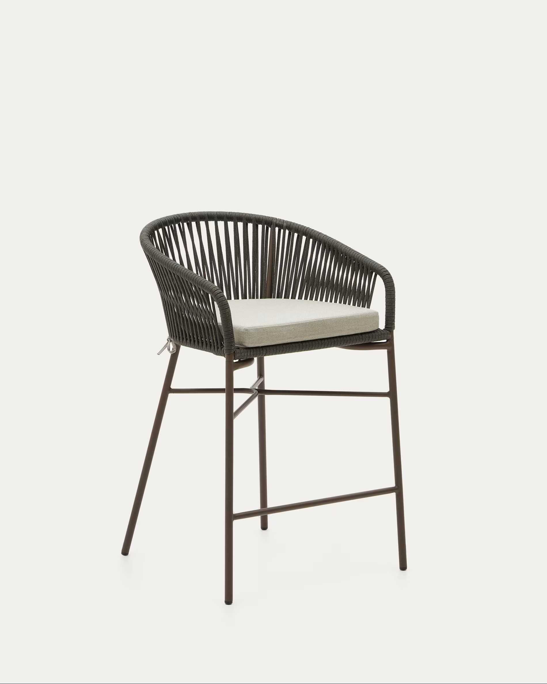 Krzesło, hoker, taboret Yanet Kave Home z liny, wysokość 65 cm zielony