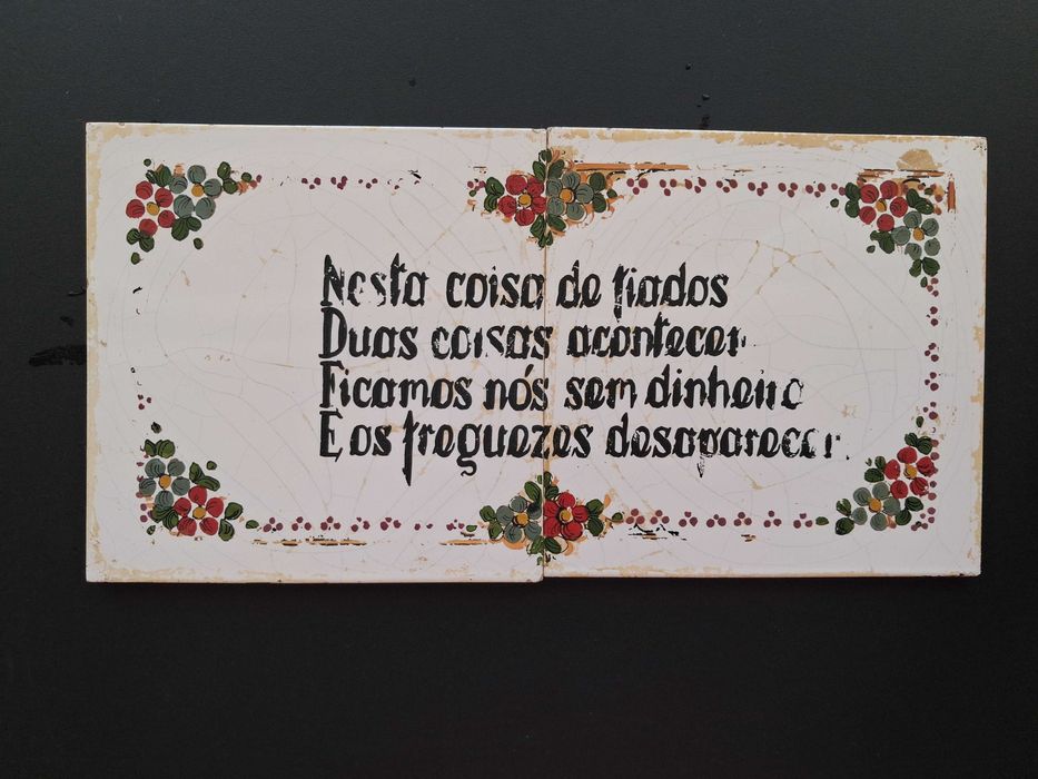 Conjunto 2 Azulejos Antigos Falantes com Ditado Popular