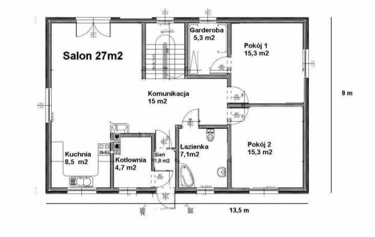 Dom Kamilek max z poddaszem użytkowym 140,6m2