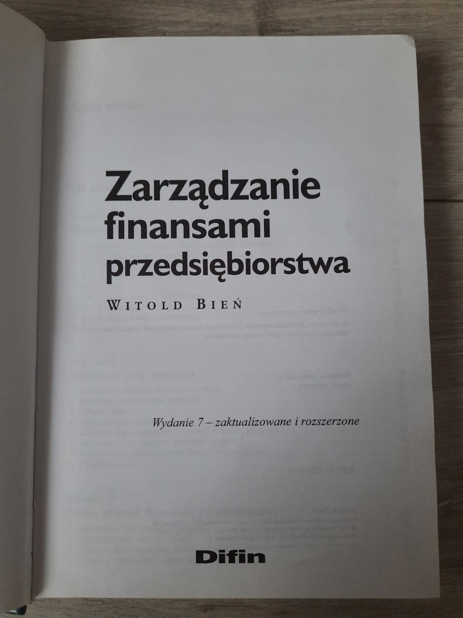 Zarządzanie finansami przedsiębiorstwa, Witold Bień