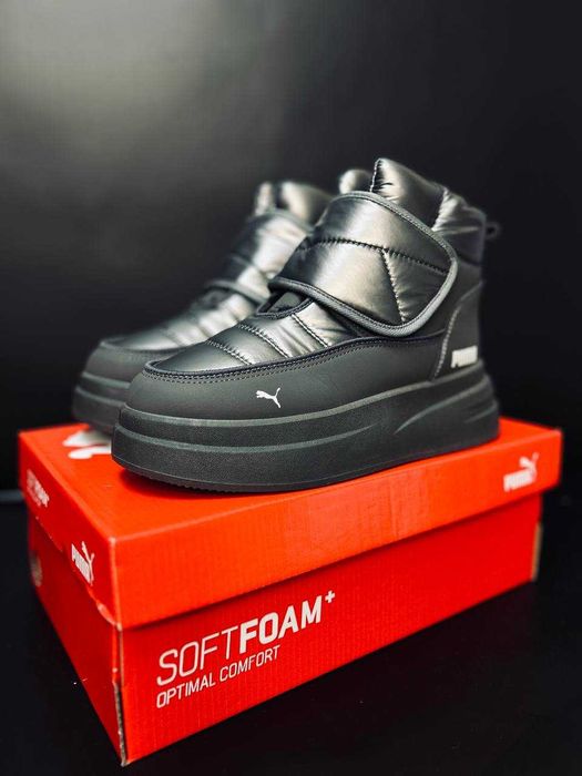 Зимние женские дутики пума  серые супер тёплые дутиши puma на меху