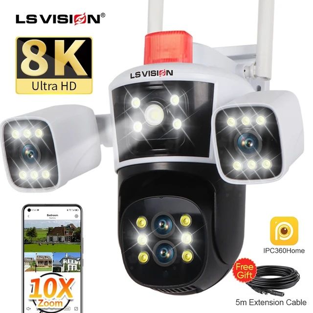 LS VISION 8K 16MP 10X ZOOM Камера на три сторони огляду