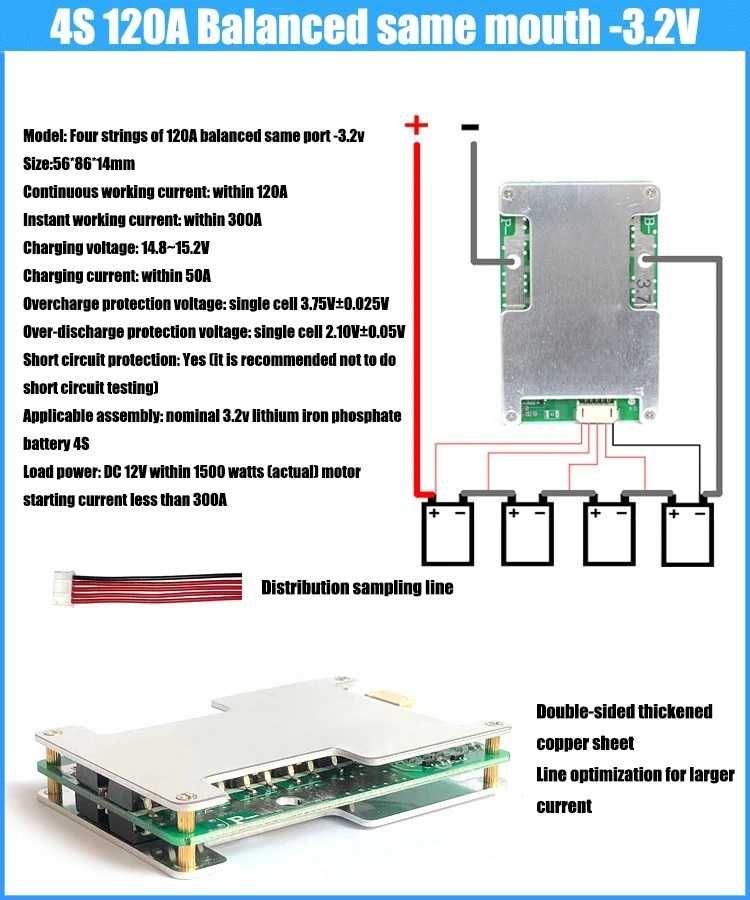 Продам BMS - контроллер батареи LiFePo4 12V 4S 120A