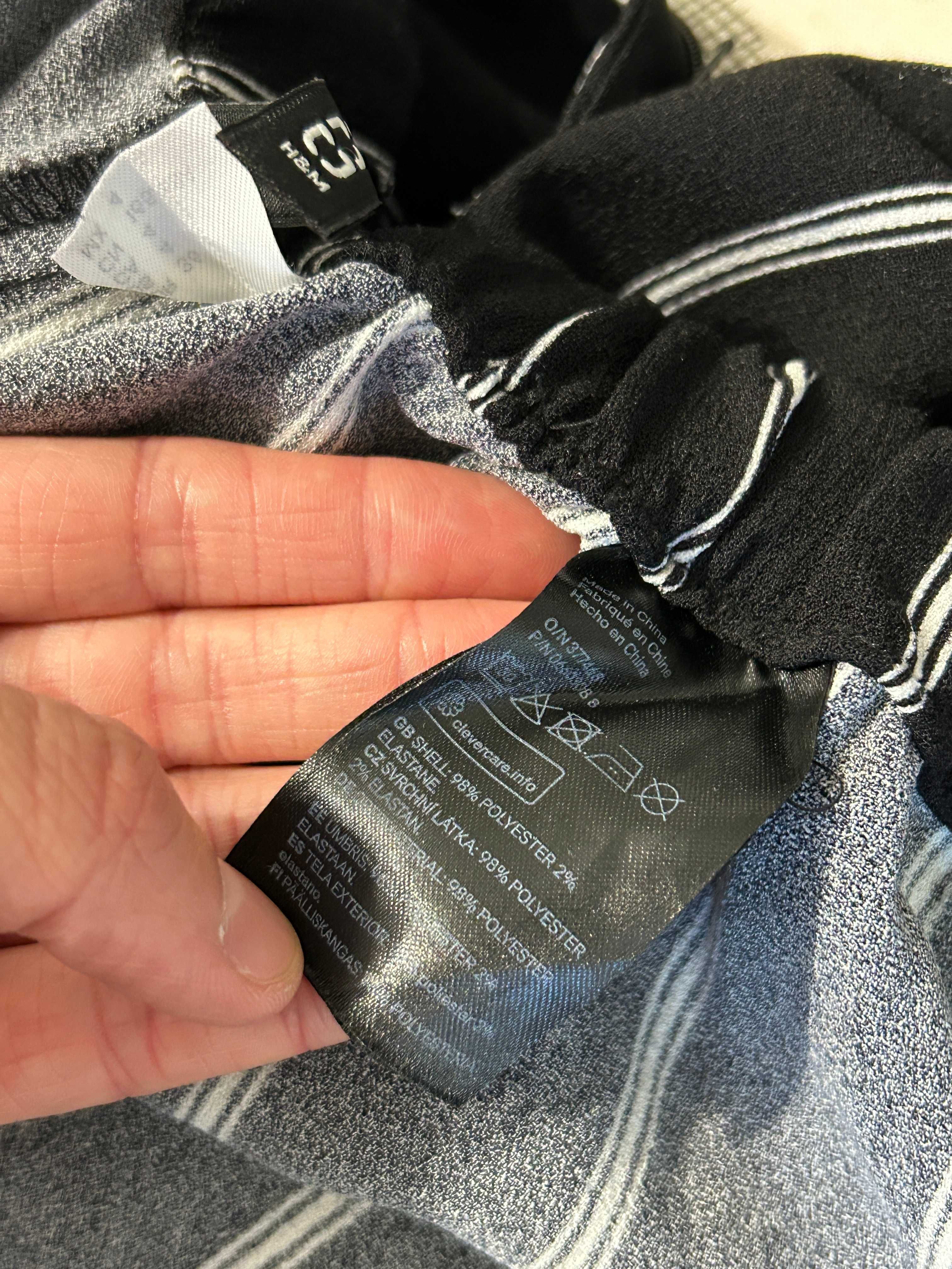 Czarne spodnie w paski – H&M, rozmiar 36