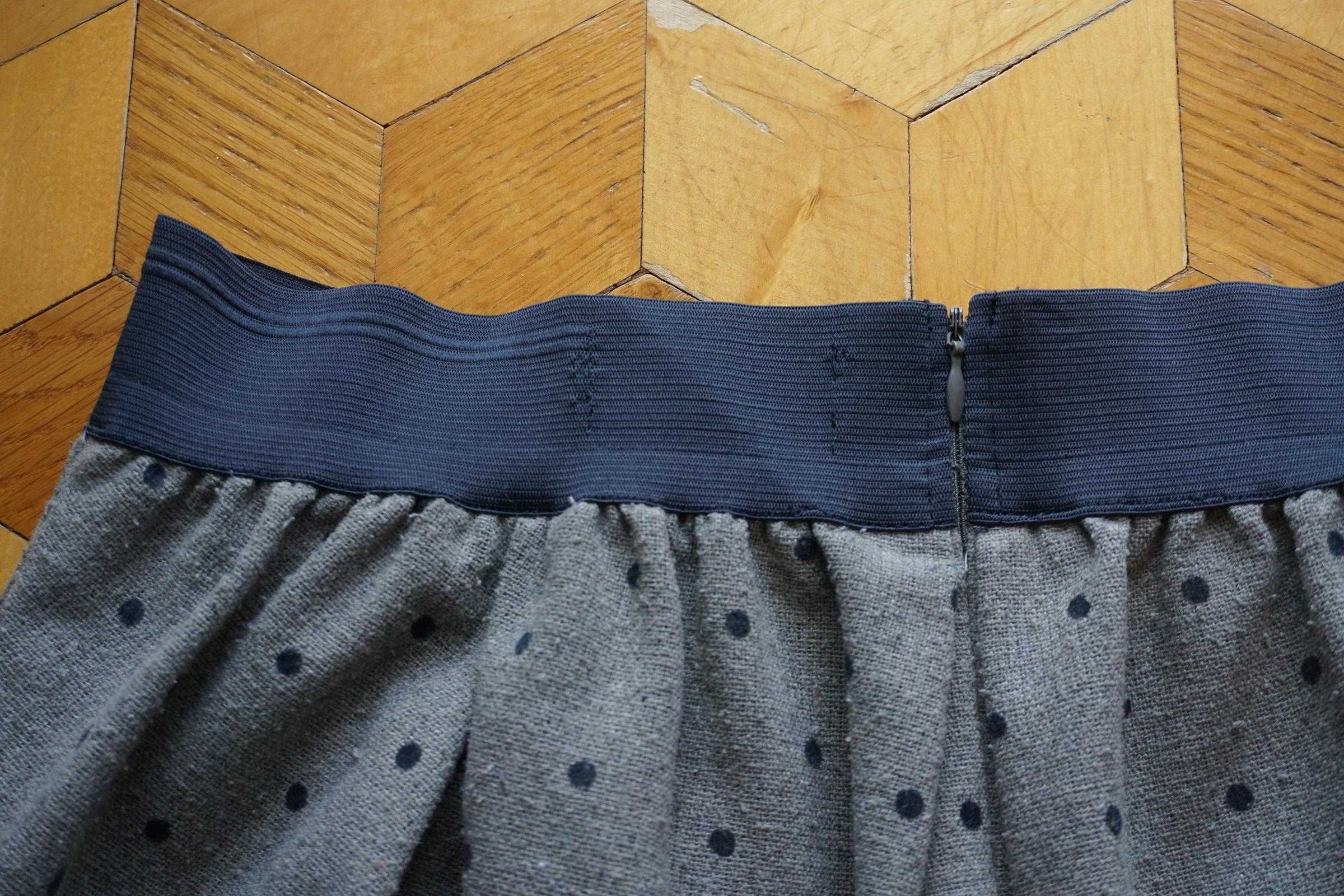 Spódniczka bombka 38 M Reserved szara kropki grochy granatowe vintage