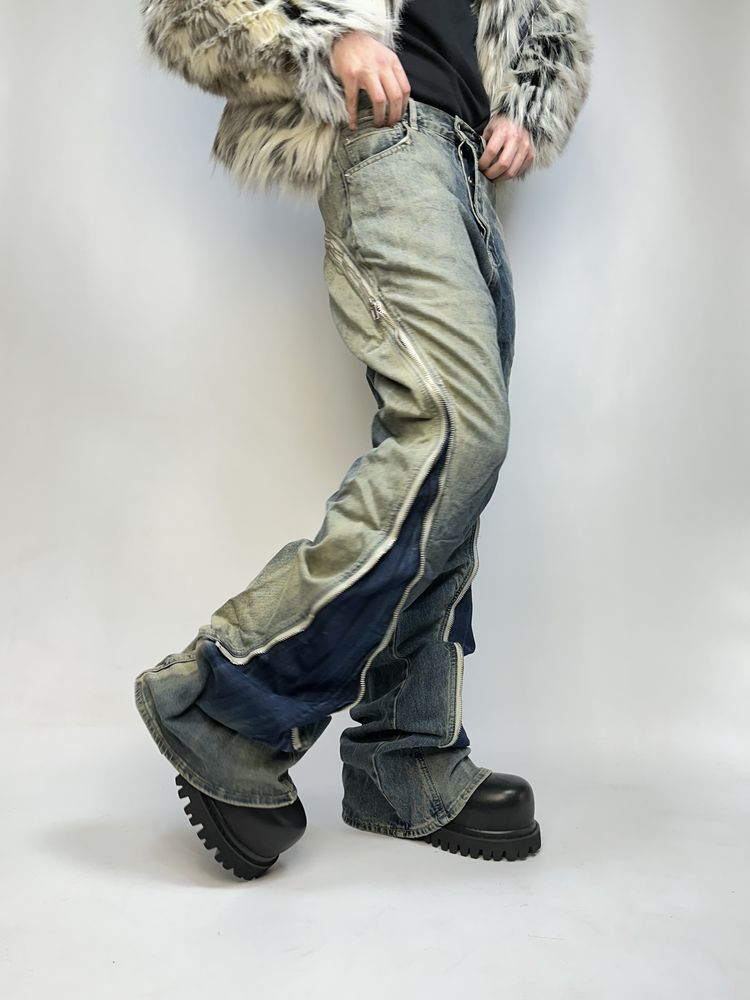 Rick Owens BANANA boot cut faded opium archive джинси сині джинсы клеш