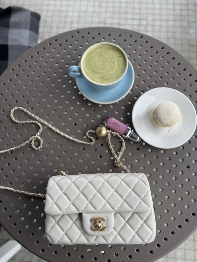 Сумка Chanel Classic 1.55 Small Single Flap шкіра | кремова | золото