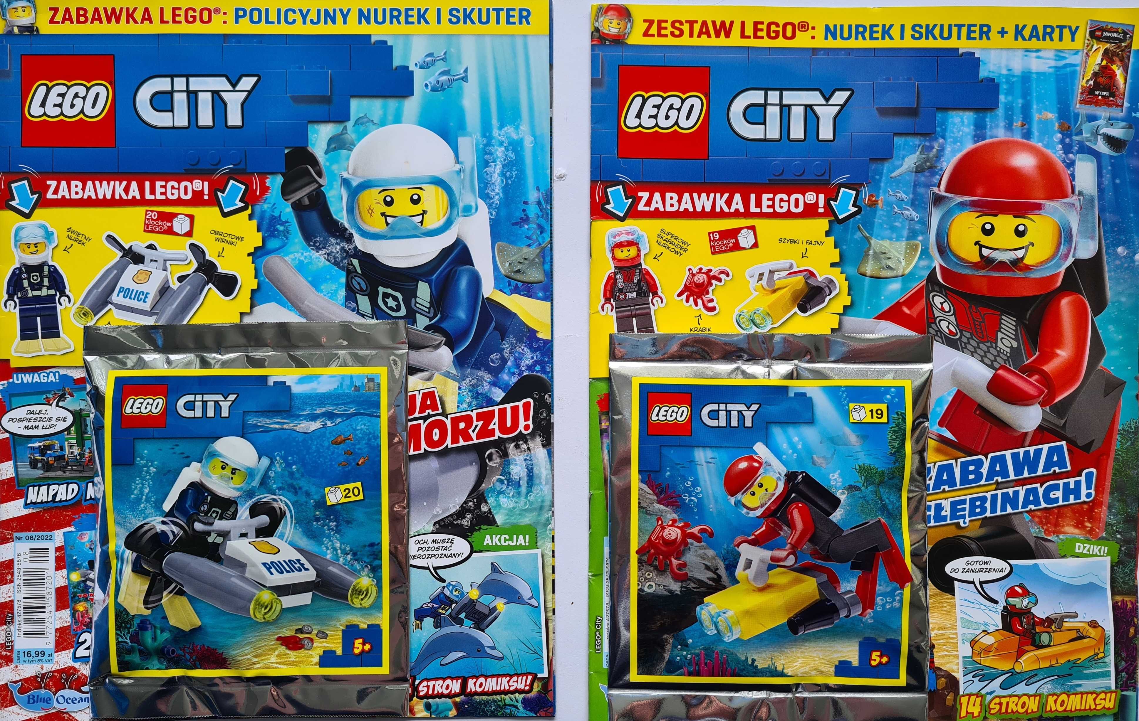 3 nowe  LEGO CITY Nurek policjant + nurek skuter+ gratis ASTRONAUTA