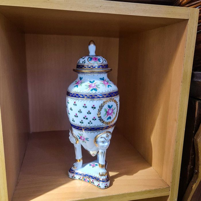 Taça Decorativa c/Tampa–Kaji Fine Porcelain Japan(27 cm)–Pintada à Mão