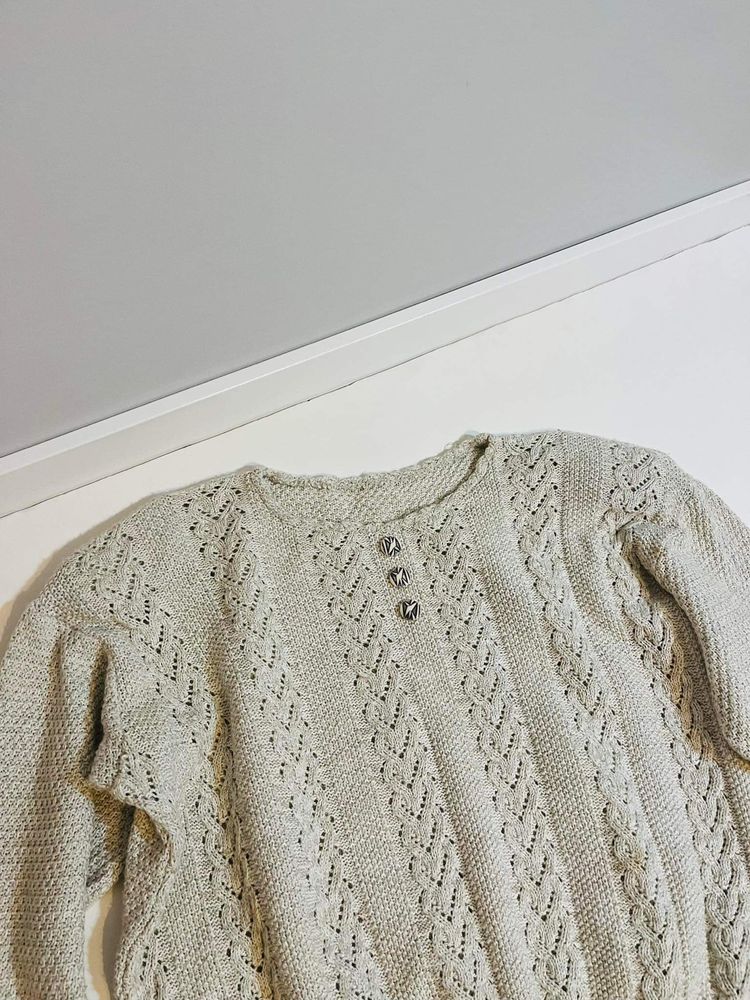 Beżowy sweterek oversize retro vintage