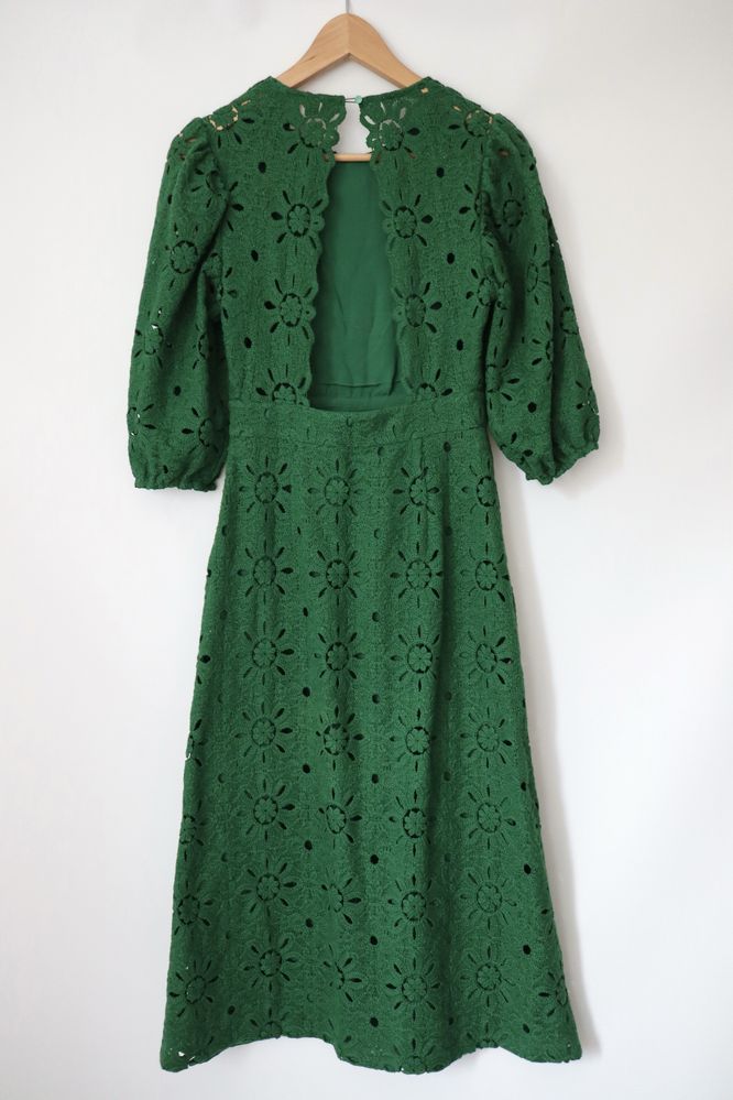 Sezane Zielona sukienka midi