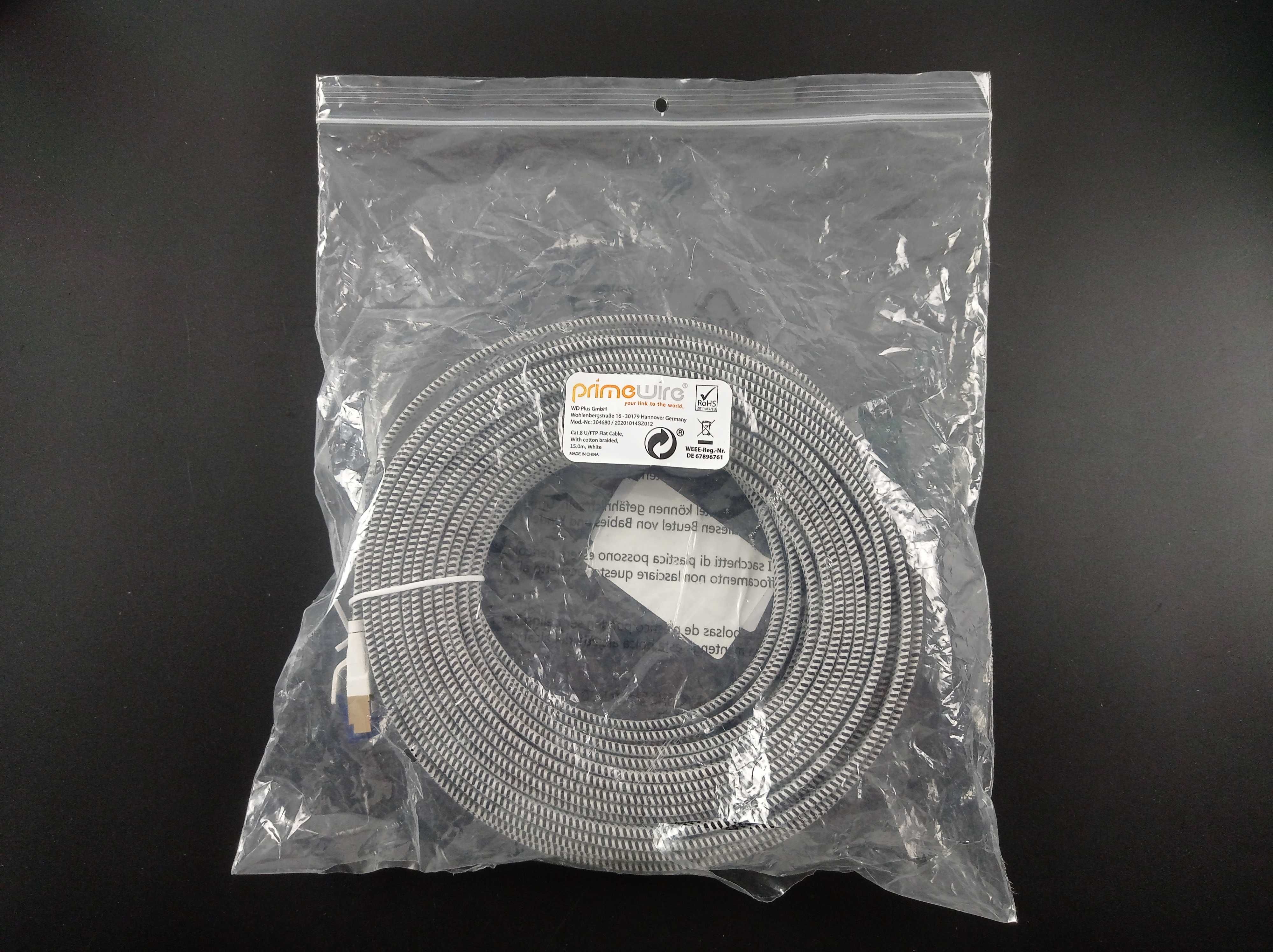 Kabel sieciowy Primewire - 15m - CAT.8.1 - 40Gb/s - RJ45