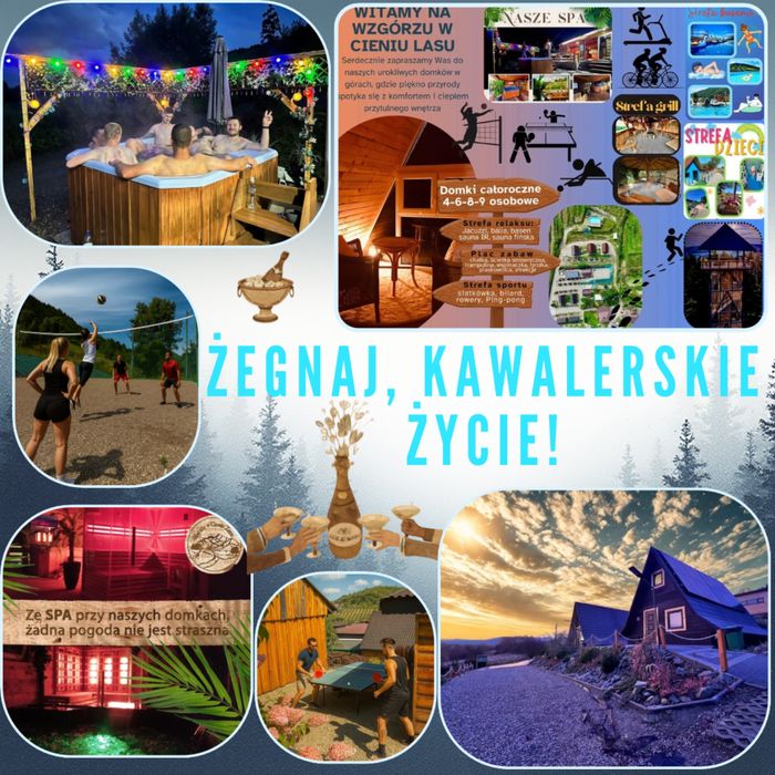 Wieczór kawalerski domek w górach jacuzzi balia sauna impreza SPA gril