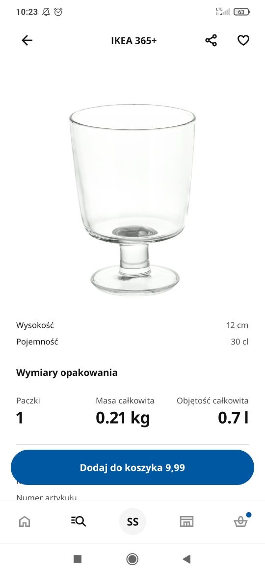 Szklanka na nóżce/ pucharek/ kielich Ikea