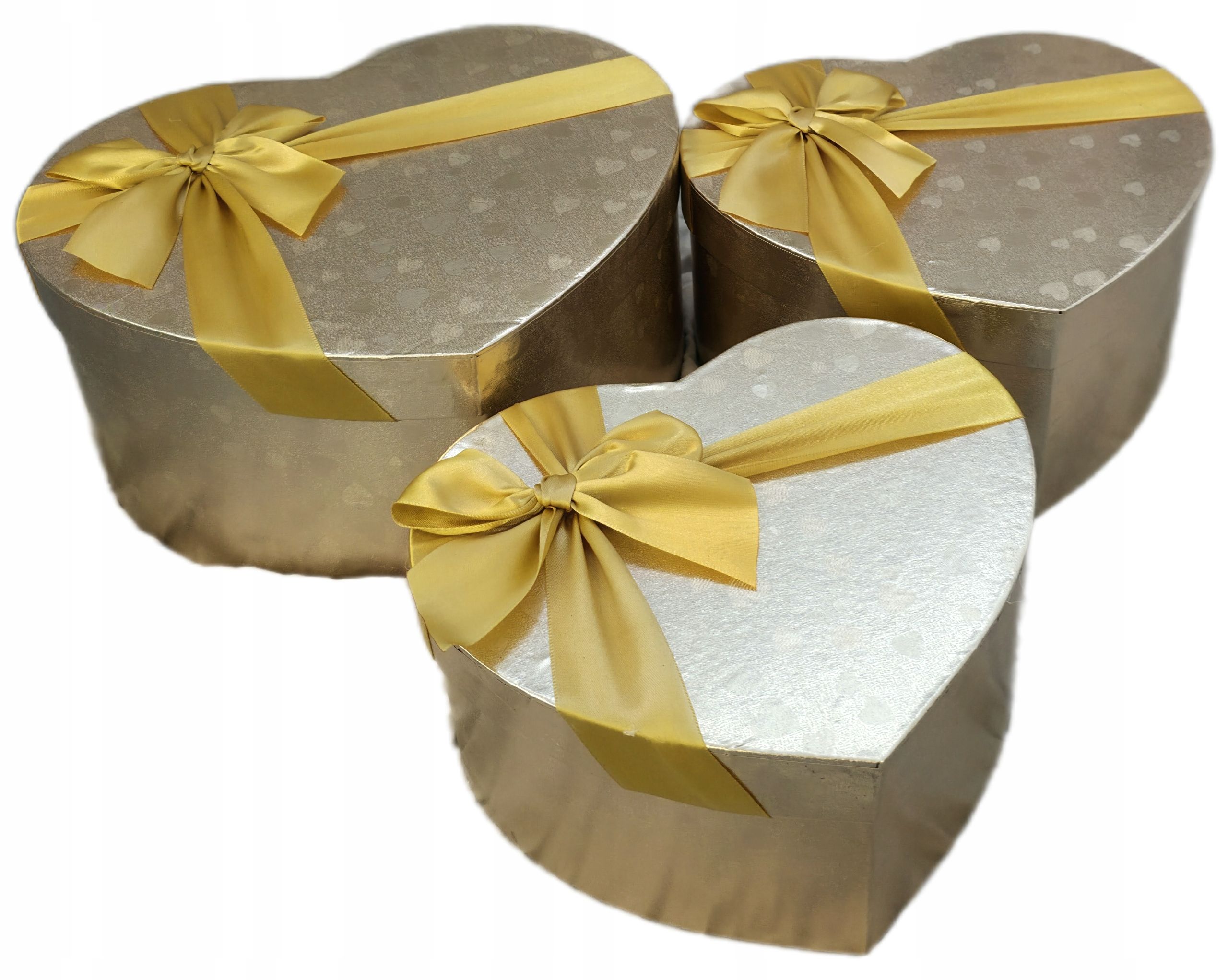 flower box pudełko na kwiaty prezent zestaw 3szt serca złoto
