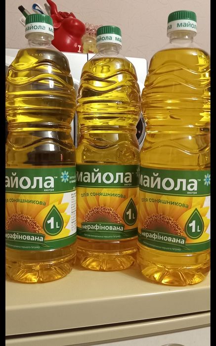 Масло подсолнечное нерафенированное 1 л.Олiя.Сардина.Консервы.Тушенка