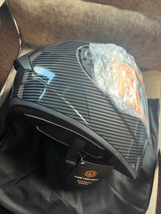 Мото шлем карбон Helmet інтеграл  глянець LVS з очками розмір L