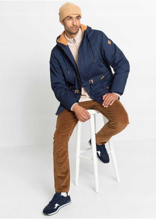 John baner nowa granatowa ocieplana kurtka parka z kapturem 62