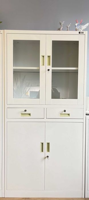 Biała biurowa szafa metalowa z szufladami EDMUND, 900 x 1850 x 400 mm