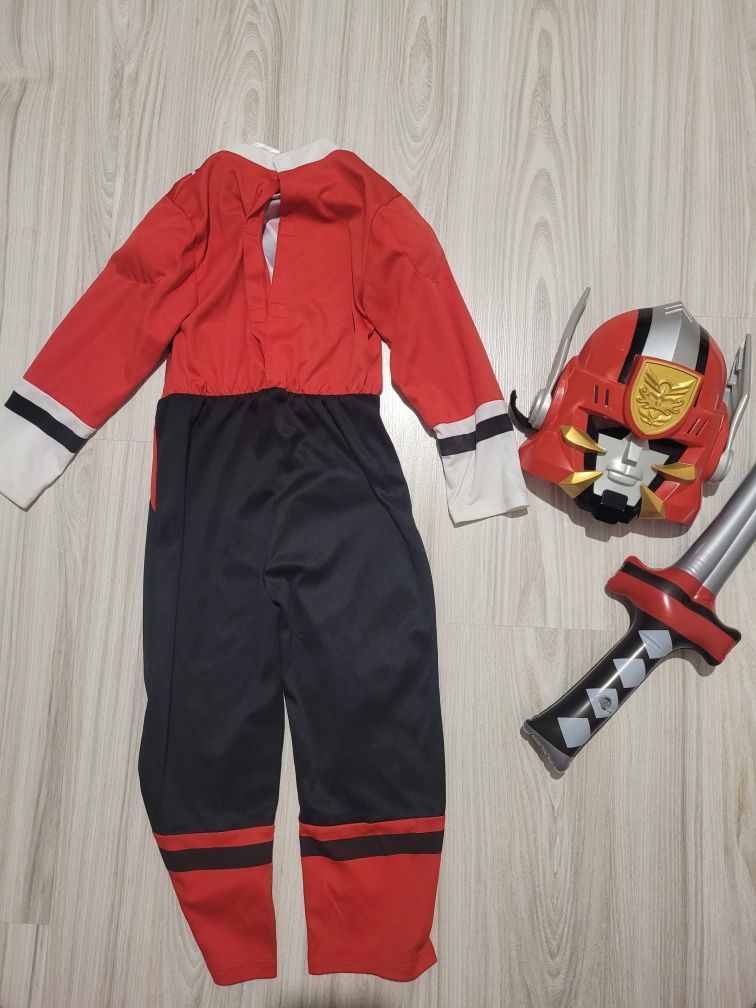 strój karnawałowy bal przebieranców power rangers samurai maska miecz