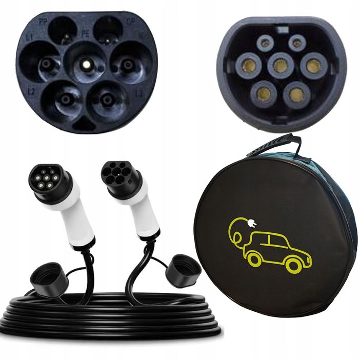 Gruby Solidny Przewód Kabel Ładowania EV Type2 5m 32A 22kW 5x6mm2