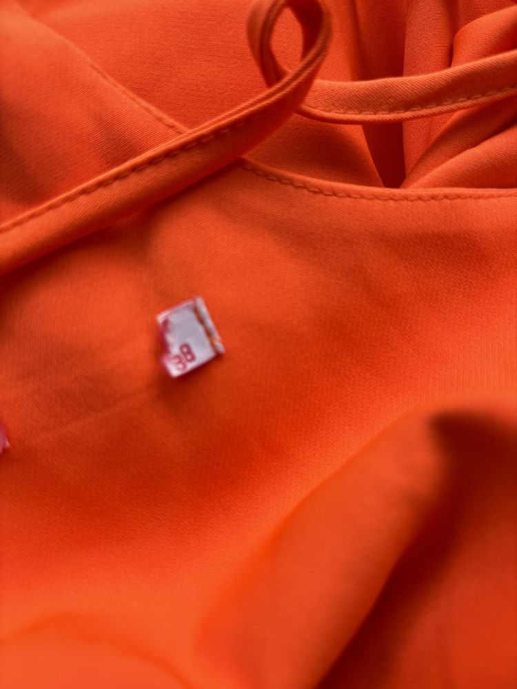 Pomarańczowa piękna sukienka MIDI na ramiączkach 38 40 L M