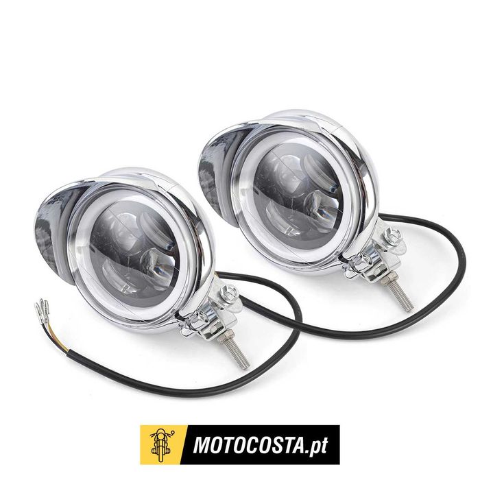 Faróis auxiliares LED Universais cromados - 20W/26W Duplo feixe