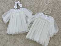 Нарядные белые, молочные платья для девочек, фэмили лук, family look